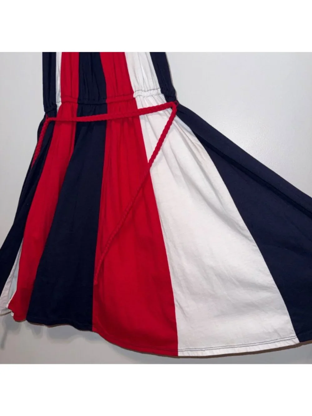 Striped Red White & Blue Girls Sundress W/Rope Belt Size 16 Childrens Place
